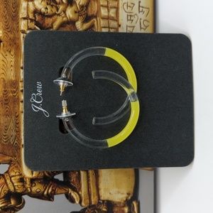 New J.CREW Acetate hoop earrings Bitter Lemon Yellow Jewelry NWT